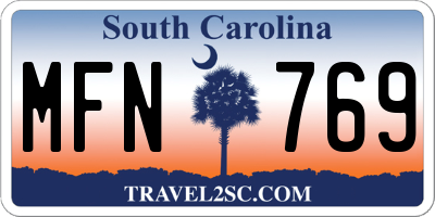 SC license plate MFN769