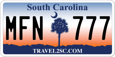 SC license plate MFN777