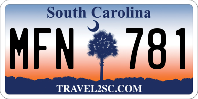SC license plate MFN781