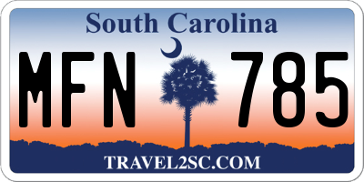 SC license plate MFN785