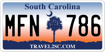 SC license plate MFN786