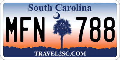 SC license plate MFN788