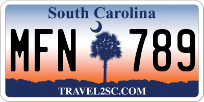 SC license plate MFN789