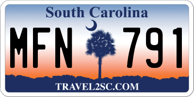 SC license plate MFN791