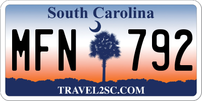 SC license plate MFN792