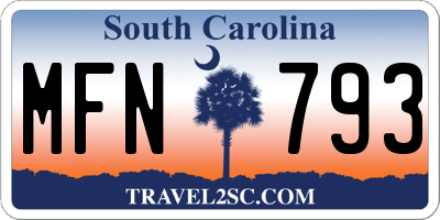SC license plate MFN793