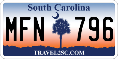 SC license plate MFN796