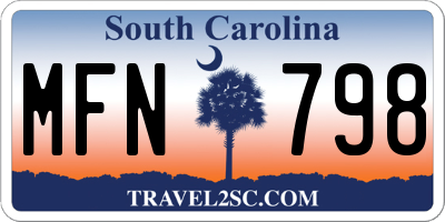 SC license plate MFN798