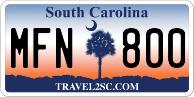 SC license plate MFN800