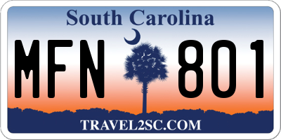 SC license plate MFN801