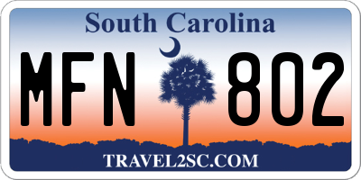 SC license plate MFN802