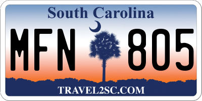 SC license plate MFN805