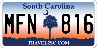SC license plate MFN816