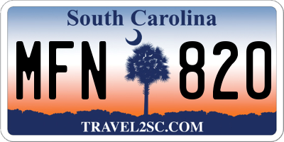 SC license plate MFN820