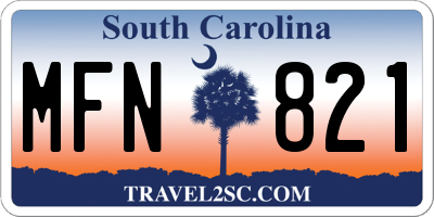 SC license plate MFN821