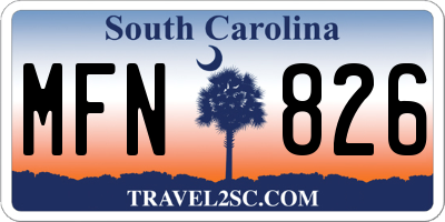 SC license plate MFN826