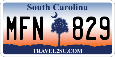 SC license plate MFN829