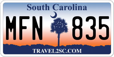 SC license plate MFN835