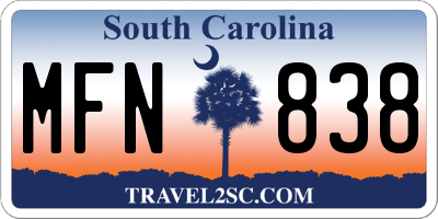 SC license plate MFN838