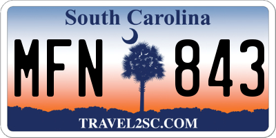 SC license plate MFN843