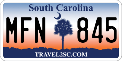 SC license plate MFN845