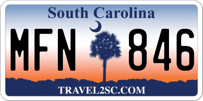 SC license plate MFN846