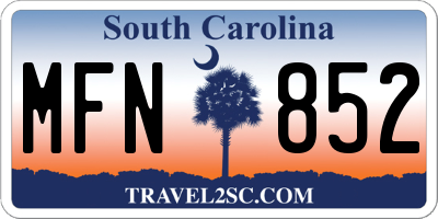 SC license plate MFN852