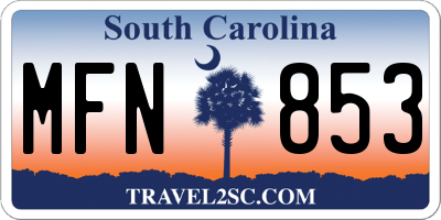SC license plate MFN853