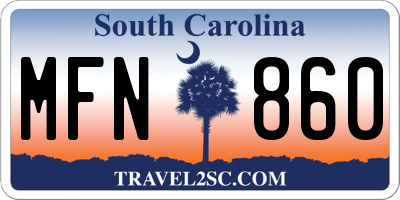 SC license plate MFN860