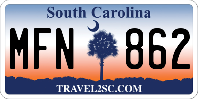 SC license plate MFN862