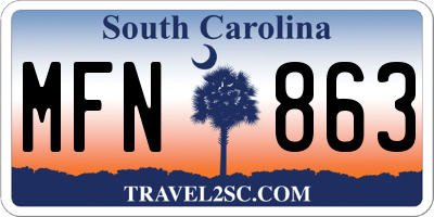 SC license plate MFN863