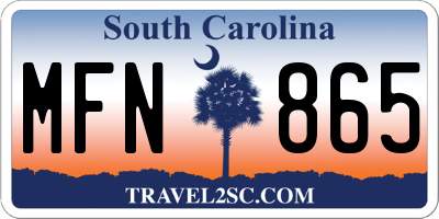 SC license plate MFN865
