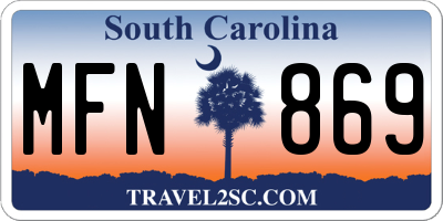 SC license plate MFN869