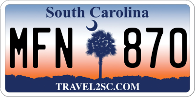 SC license plate MFN870