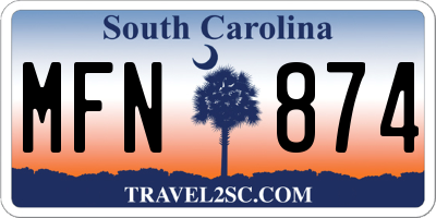 SC license plate MFN874