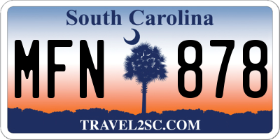 SC license plate MFN878