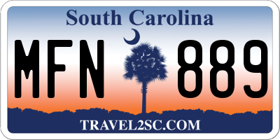 SC license plate MFN889
