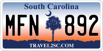 SC license plate MFN892