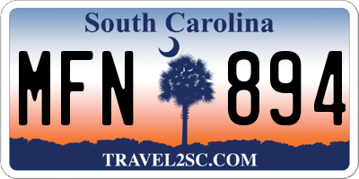 SC license plate MFN894