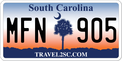 SC license plate MFN905