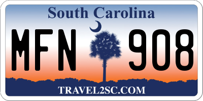 SC license plate MFN908