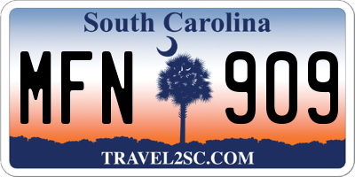 SC license plate MFN909
