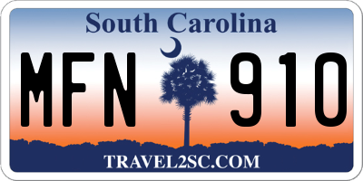 SC license plate MFN910