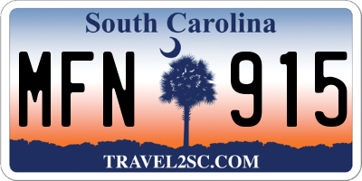 SC license plate MFN915