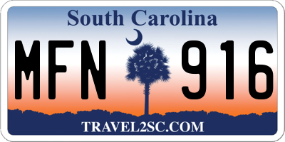 SC license plate MFN916