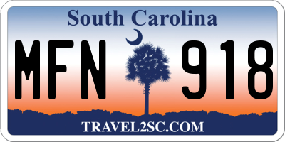 SC license plate MFN918