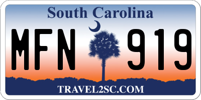 SC license plate MFN919