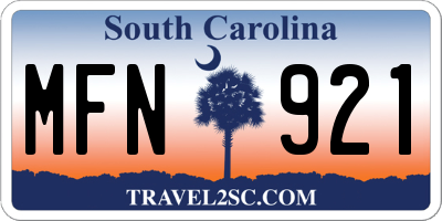 SC license plate MFN921