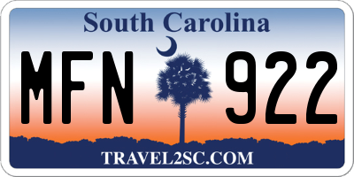 SC license plate MFN922