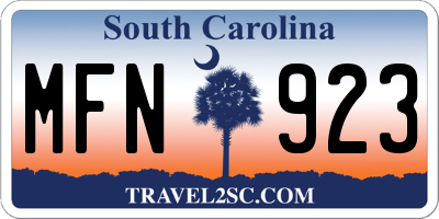 SC license plate MFN923